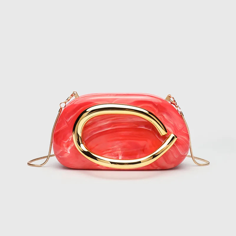 Classic round Box Handheld Dinner Bag Miniature Retro Metal Handle Chain Shoulder Strap Crossbody Bag Street Trend Hard PU Bag