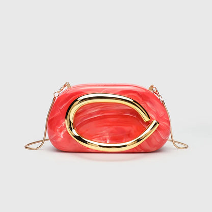 Classic round Box Handheld Dinner Bag Miniature Retro Metal Handle Chain Shoulder Strap Crossbody Bag Street Trend Hard PU Bag