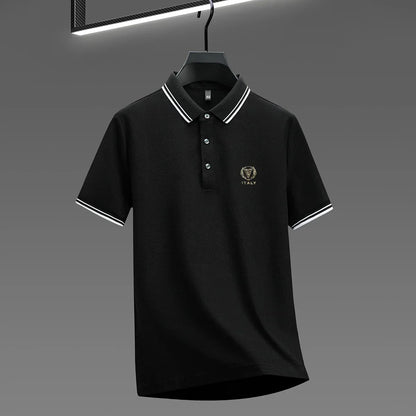 100% pure cotton men's polo shirt high-end brand unique letter printed short sleeve summer new comfortable casual lapel T-shirt