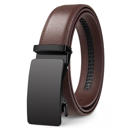 Automatic Buckle Belts for Men High Quality Brown/Black Genuine Leather Belts with Adjustable Ratchet Belt for Men