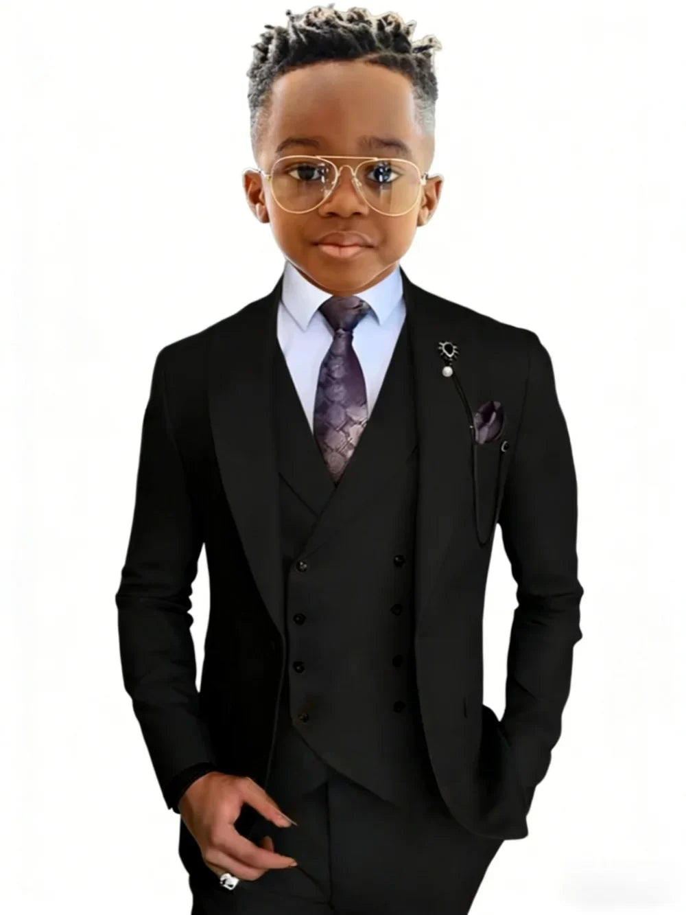 Stylish Kids Suit Set 3 Pieces Wedding Ring Bearer Outfit High Quality Boys Slim Fit Suits Birthday Party Wear Plus Size