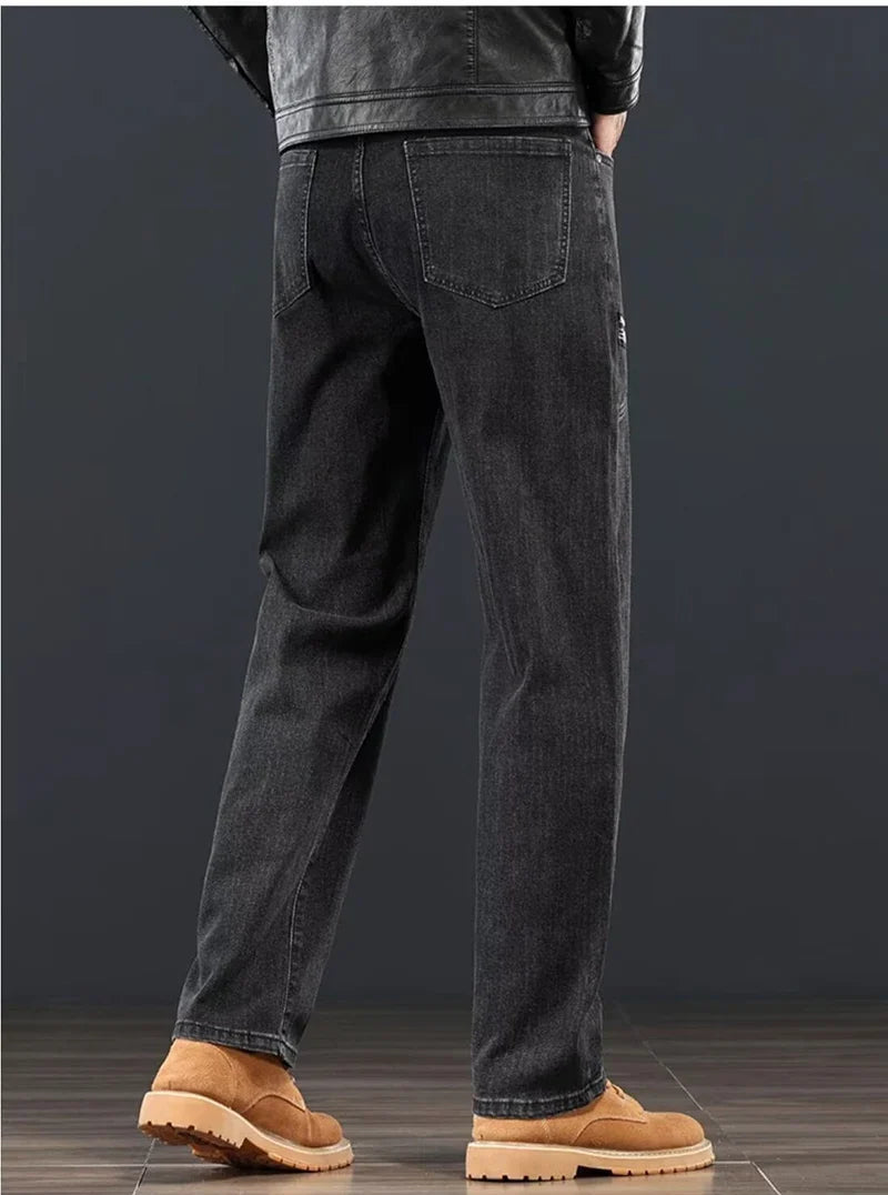 2026 Spring Autumn New Fashion Men Jeans Male Baggy Straight Leg Business Casual Comfortable Plus Size Wide Leg Denim Trousers