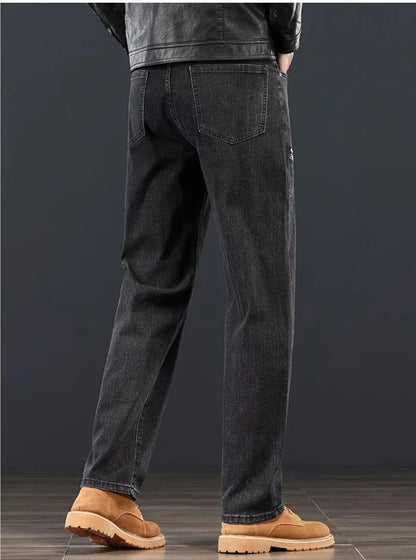 2026 Spring Autumn New Fashion Men Jeans Male Baggy Straight Leg Business Casual Comfortable Plus Size Wide Leg Denim Trousers