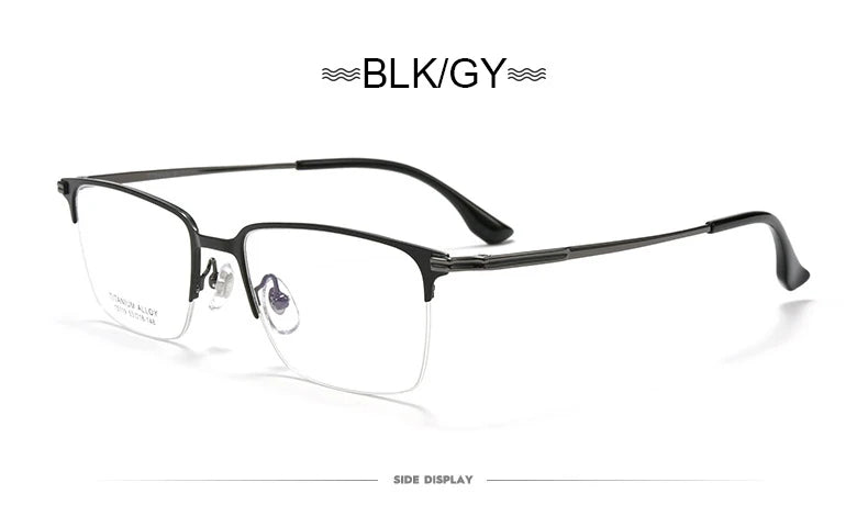 Pure Titanium Half Frame Business Eyeglasses Frames Anti-blue Light Reading Glasses Men's Customized Prescription X15119B
