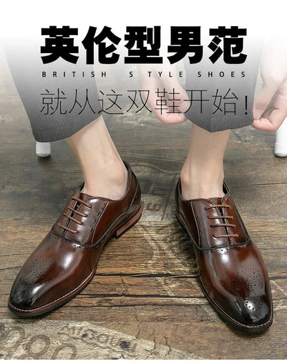 High Quality Leather Business Formal Shoes 2026 Classic Italian Casual Dress Shoes Men Elegant Office Formal Oxford Shoes