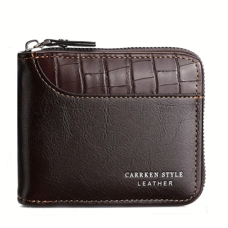 Portefeuille de luxe en cuir pour hommes avec fermeture éclair, porte-cartes, porte-monnaie, protection RFID, cadeau pour hommes, sac à main