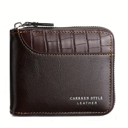 Portefeuille de luxe en cuir pour hommes avec fermeture éclair, porte-cartes, porte-monnaie, protection RFID, cadeau pour hommes, sac à main