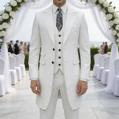 Slim Fit 3 Pieces Formal Men Suits Long Jacket Custom Wedding Tuxedo Business Dress Outfit For Groom Party Wedding Formal Wear