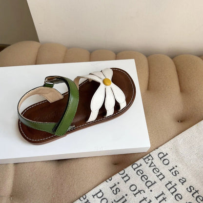 New Summer Children‘s Flat Sandals Floral Decor Girls Princess Shoes School Non-slip Soft Kids Dress Sandals for Beach Outdoor