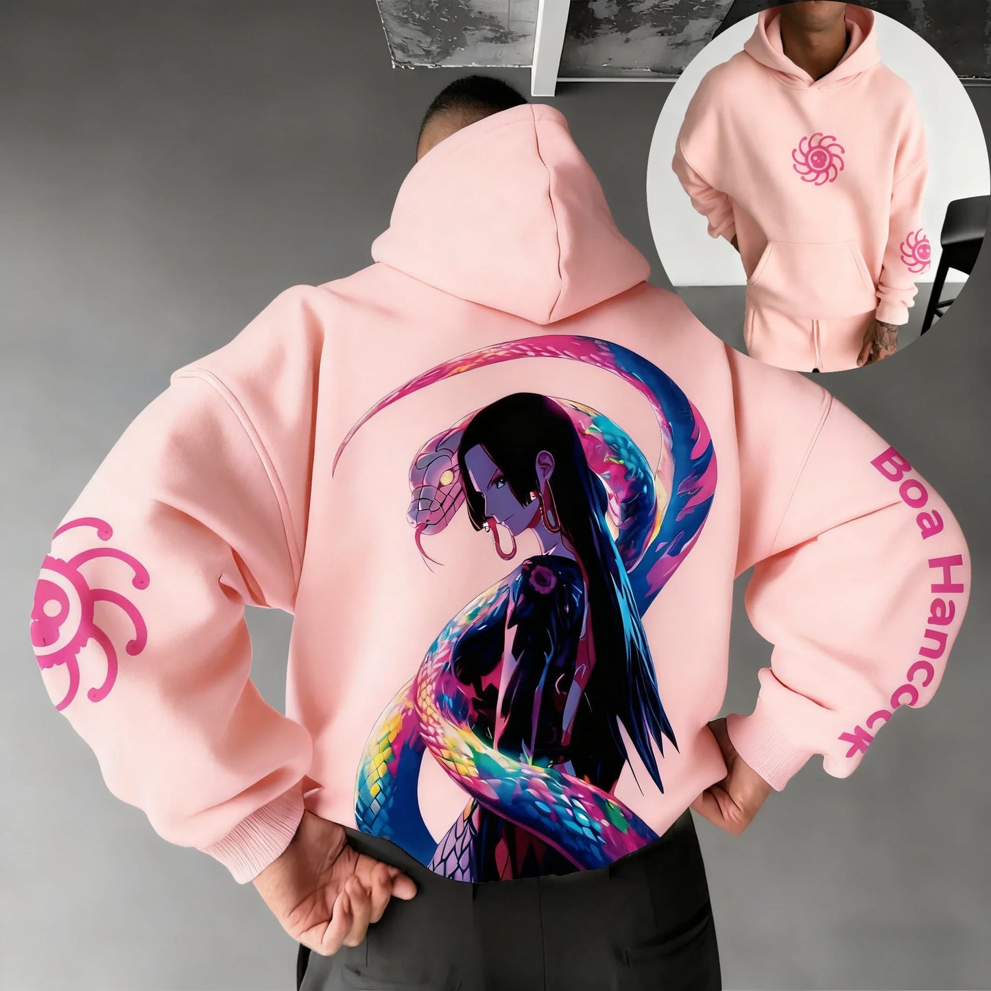 One Piece Men's Hoodie Sweatshirt Boa Hancock Japanese Anime Spring Autumn and Winter Boys Long-sleeved Parent-child Outfit