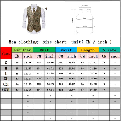 New Men Jacquard Splicing Thin Loose Suit Vest Fashion Homme Wedding Dance Party Dress Waistcoat Free with Tie