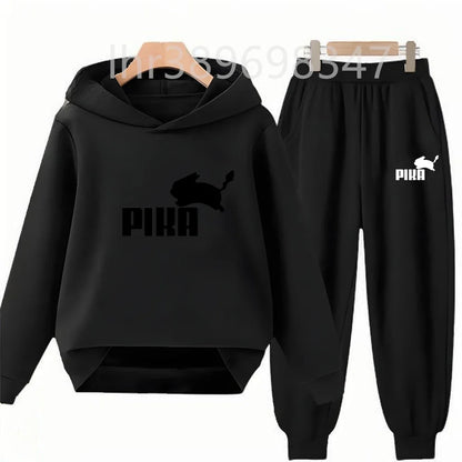Children's Suit Hoodies Top+Bottom Girls Pink Boy Black Age 3-12 Coat Casual Toddler Sweatshirt Little White Rabbit Clothing