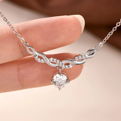 Sparkling 6.5MM Moissanite Necklace 14K Gold Filled Infinity Pendant Necklaces for Women Valentine's Day Jewelry Gift