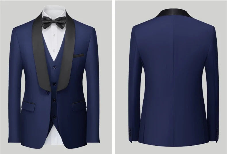 Red Men's Suit 3 Piece, Wedding Party Dress Jacket with Pants Vest, Blue, Green, Gray, Black Available, Asian Size M-5XL 6XL