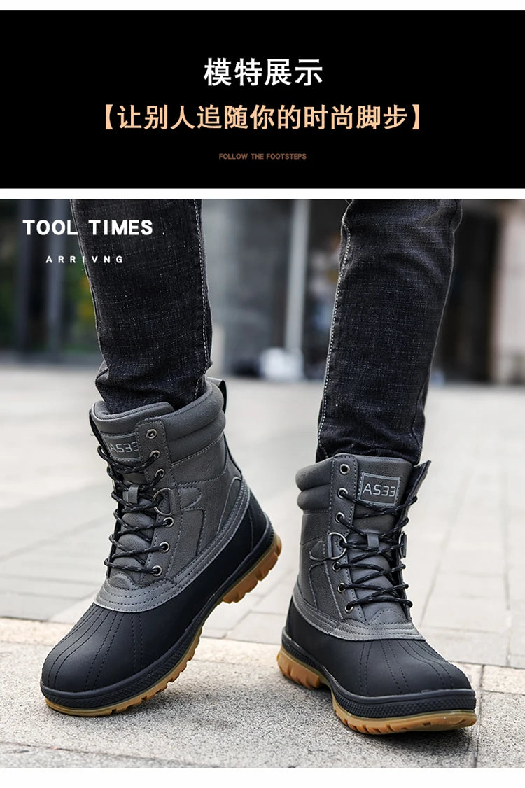 Plus Size 48 Outdoor Men Boots Winter Snow Boots for Men Training Work Boots Waterproof Slip-Resistant Keep Warm Winter Shoes
