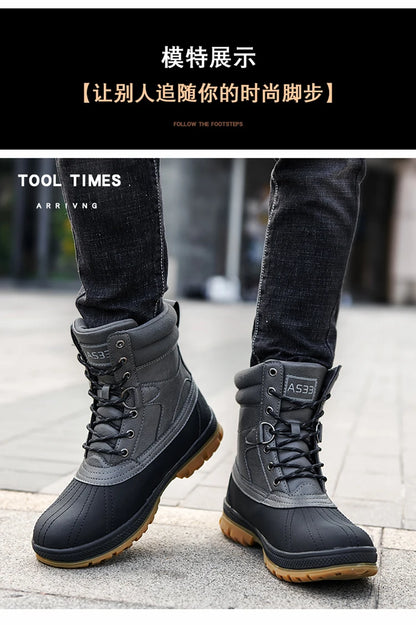 Plus Size 48 Outdoor Men Boots Winter Snow Boots for Men Training Work Boots Waterproof Slip-Resistant Keep Warm Winter Shoes
