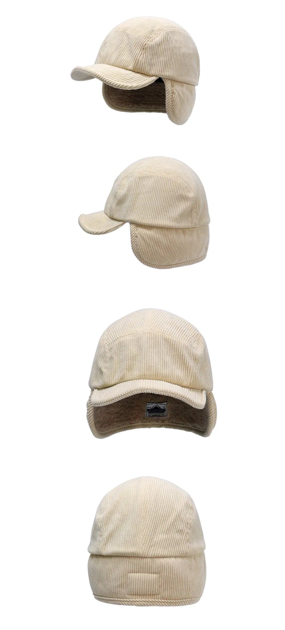 Versatile Retro Bomber Hats Fleece-Lined Warm Corduroy Caps Windproof Earflap Lei Feng Caps Autumn Winter Men Women Wear