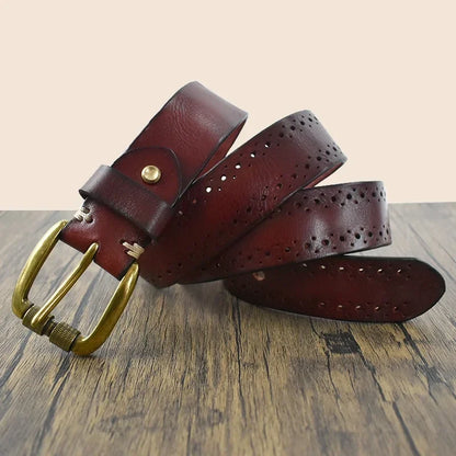 3.8cm Wide Genuine Leather Belt 105-125cm Male Retro Cowhide Waistband Men's Pin Buckle Belts DIY Jeans Pants Accessory