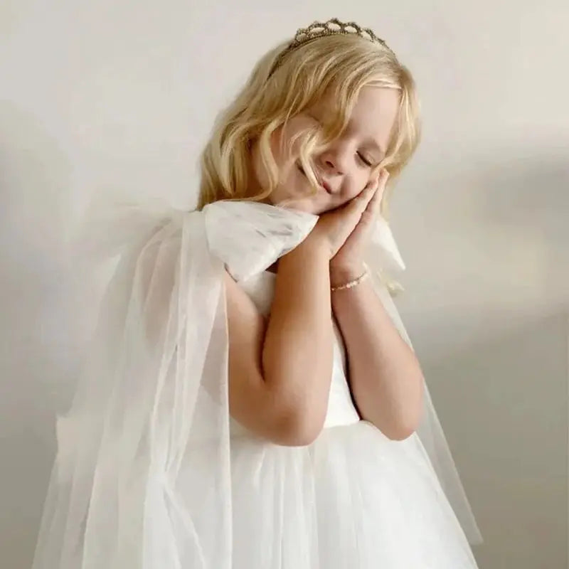 2025 Summer Toddler Baby Girls Party Dresses Girls Wedding Evening Baptism 1st Dresses Formal White Dress For Children Girls