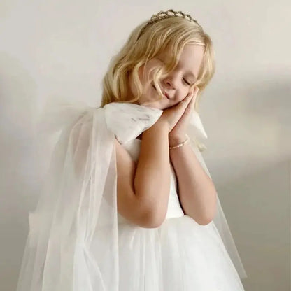 2025 Summer Toddler Baby Girls Party Dresses Girls Wedding Evening Baptism 1st Dresses Formal White Dress For Children Girls