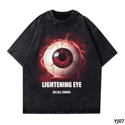 Anime Pain Printed T Shirt Men Retro Washed 100% Cotton Tops Tees Harajuku Tshirt 2023 Streetwear Hip Hop Male T-shirts