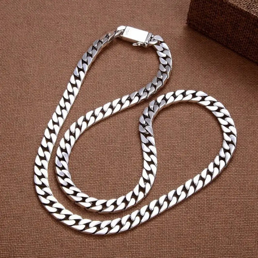 Bracelet en argent sterling massif S925 7MM 8MM 10MM Bijoux en argent 925 style punk Ne se décolore jamais Cadeaux de bijoux pour hommes Testé