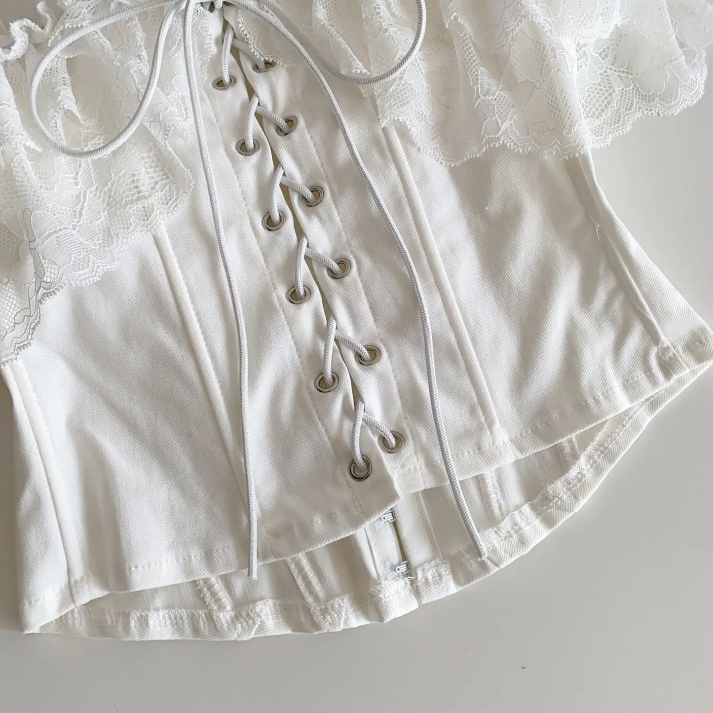 Feminine Lace Corset Tops Off Shoulder Lace Up Splice Summer 2026 Tank Top French Style Court Versatile Sensual Camis