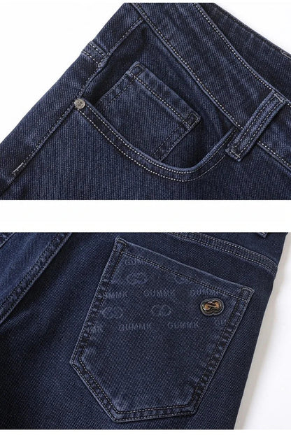 New Men's Comfortable Soft Business Fashion Straight Casual Denim Trousers Male Brand Clothing Light Luxury Stretch Slim Jeans