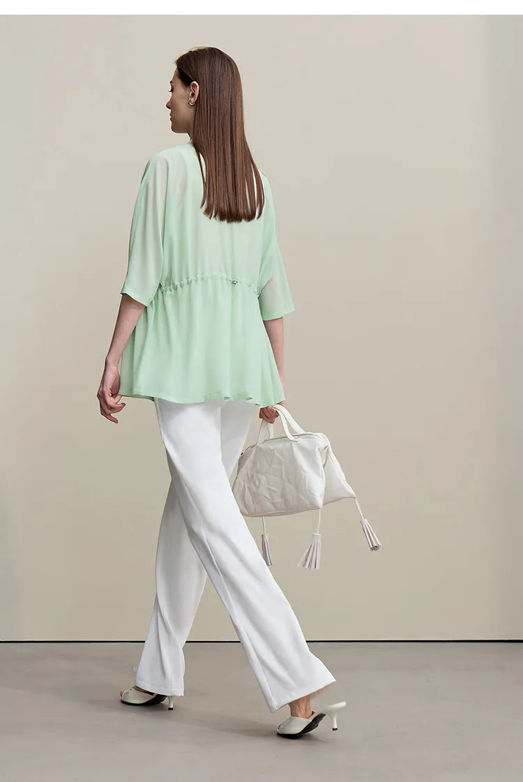 Women's Blazer 2026 Summer New Notch Lapel Dolman Sleeve Jacket Loose Lightweight Office Chiffon Coat For Women 12642007