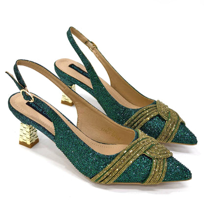 Black Hollow Design With Pointed Shoes And Fashion Three-Dimensional Bag Cozy Rhinestones Are Suitable For Parties