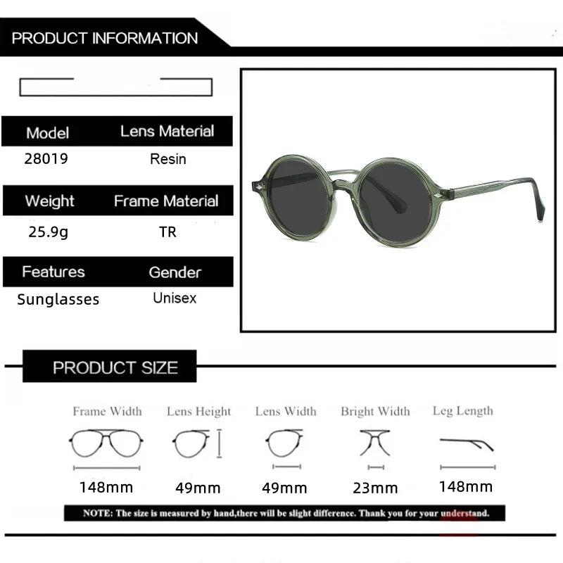 Fashion TR90 Round Big Frame Myopia Optical Prescription Gray Sunglasses For Women Men Driving Fishing Retro Sunglasses 0 to-6.0