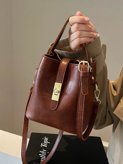 Retro small bag women 2024 new autumn/winter messenger bag fashion HOT portable bucket bag