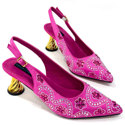 2024 Elegant Rhinestone Pointed-Toe Pumps With Matching Bag Set Large Capacity Bag for Women's Party High Heels