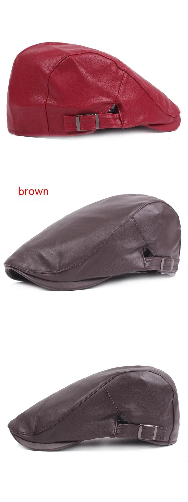Men Women Ivy Cap Newsboy Hat Adjustable Faux PU Leather Berets for Spring Summer Autumn Gatsby