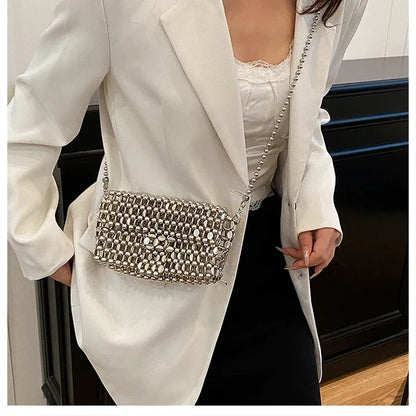 PU Sense of Luxury Solid Color Evening Bags Hollow Out Temperament 2025 Hot Sale Ladies Bags Versatile Fashion Shoulder Bags