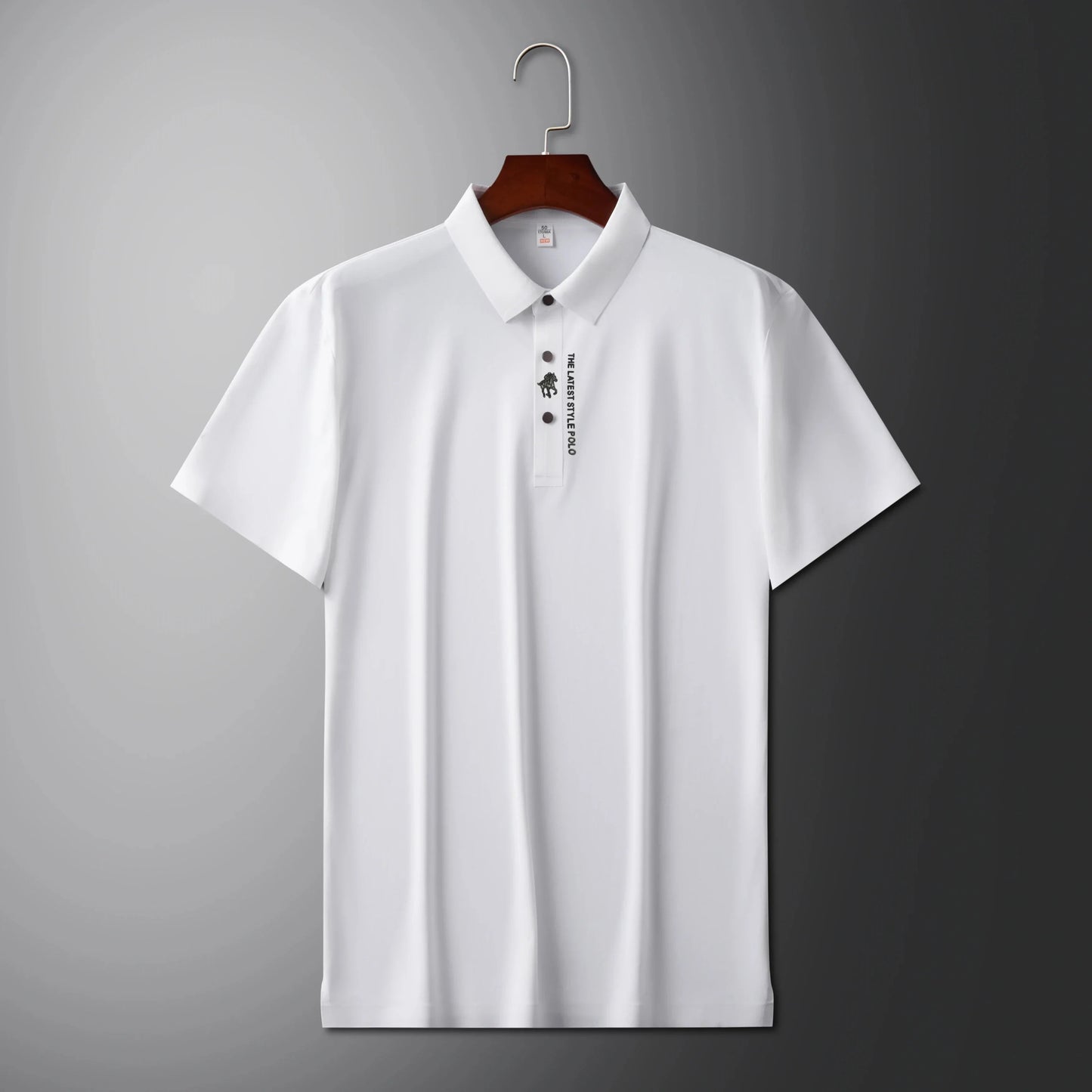 High quality silk breathable short sleeve POLO shirt men's lapel top 2024 summer new light luxury brand printed casual T-shirt