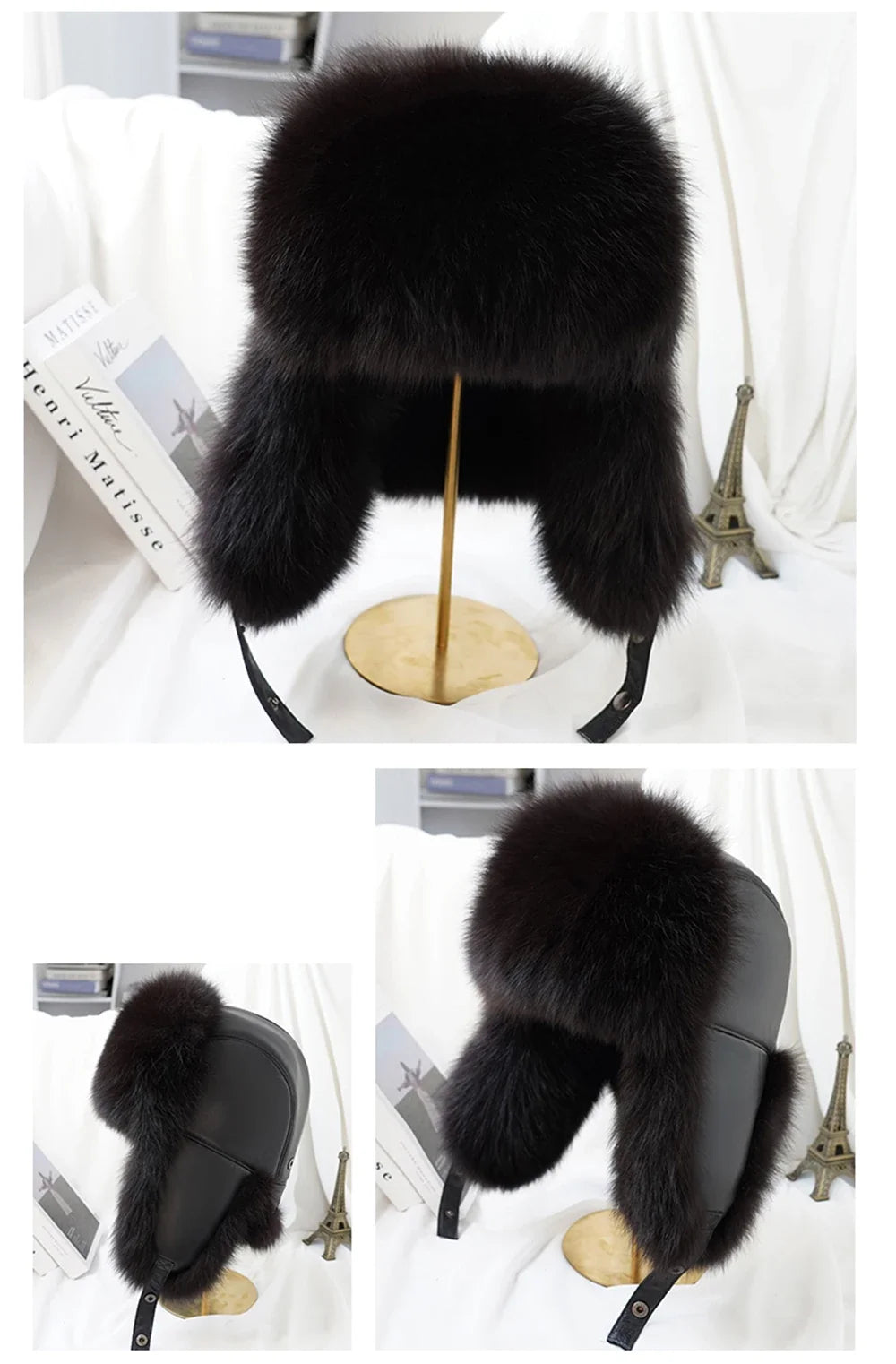 Winter Cap Man 100% Real Sliver Fox Fur Bomber Hat Men's Raccoon Fur Hat Ushanka Cap Trapper Russian Ski Caps Hats Real Fur Hat