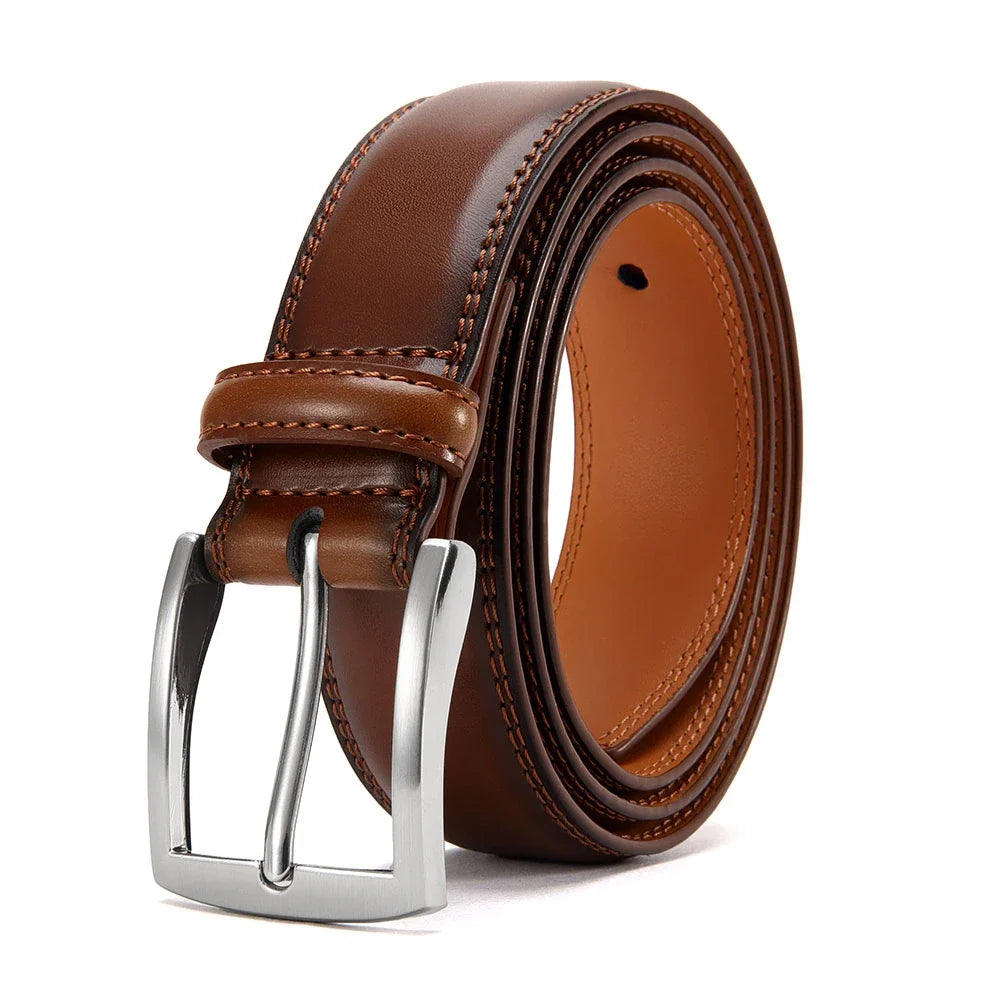 Men's Leather Belt Needle Buckle Belt Casual Genuine Leather LONG Large Belts Cowhide Belts for Man