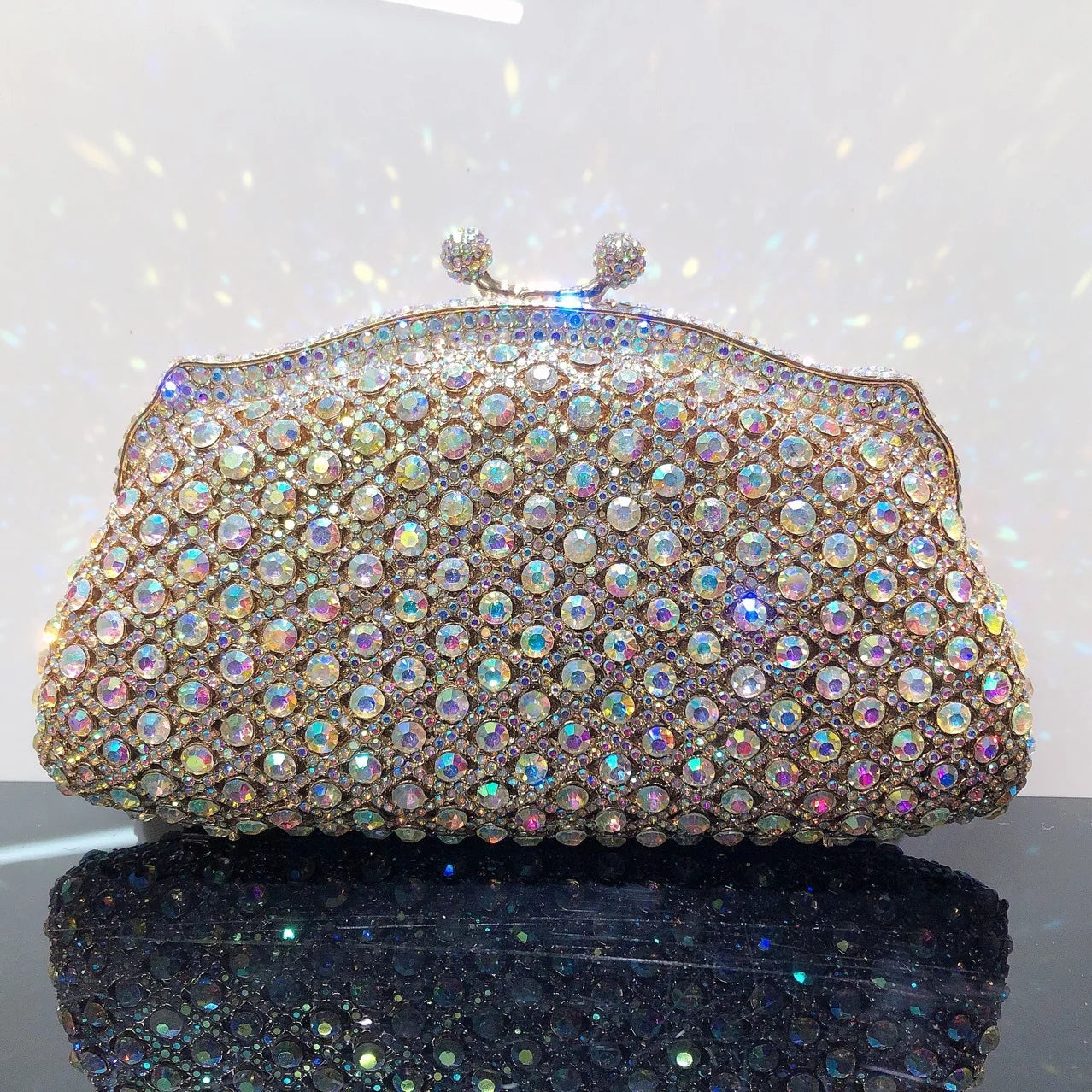 Women Elegant Silver Formal Rhinestone Clutch Purse Banquet Party Wedding Crystal Evening Bag Luxury Diamond Bridal Handbag