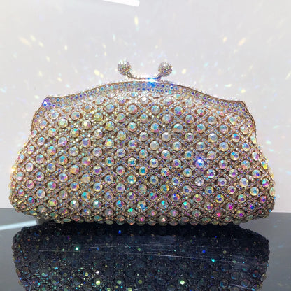 Women Elegant Silver Formal Rhinestone Clutch Purse Banquet Party Wedding Crystal Evening Bag Luxury Diamond Bridal Handbag