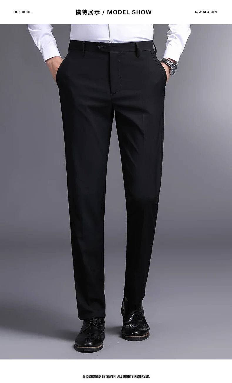 Top Grade New Brand Fashion Relax Fit Suit Pant Office Trousers For Men Dress Pants Business Straight Trousers Men's Clothing