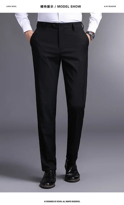 Top Grade New Brand Fashion Relax Fit Suit Pant Office Trousers For Men Dress Pants Business Straight Trousers Men's Clothing