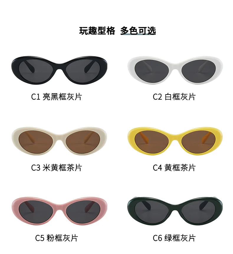 Vintage Oval Sunglasses NEW Women Luxury Brand Designer Small Oval Sun Glasses Retro Fashion Shades Men Eyegalsses Gafas De Sol