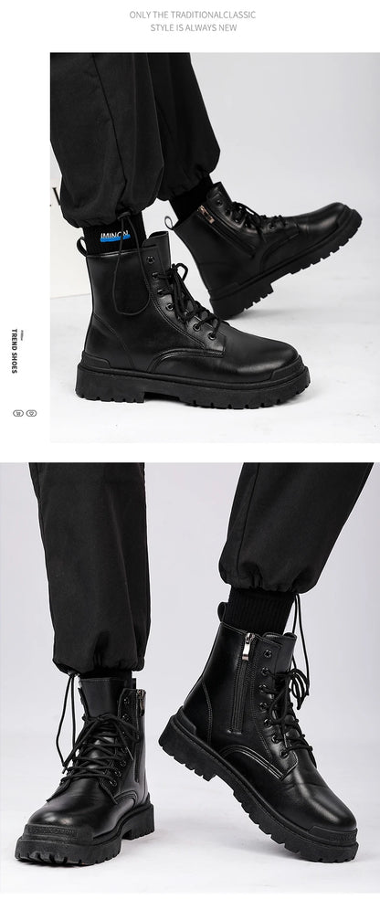 Men's Leather Boots Four Seasons Outdoor Casual Hiking Boots Retro Fashion Work Boots Thick Bottom Ankle Boots Anti-slip 2024