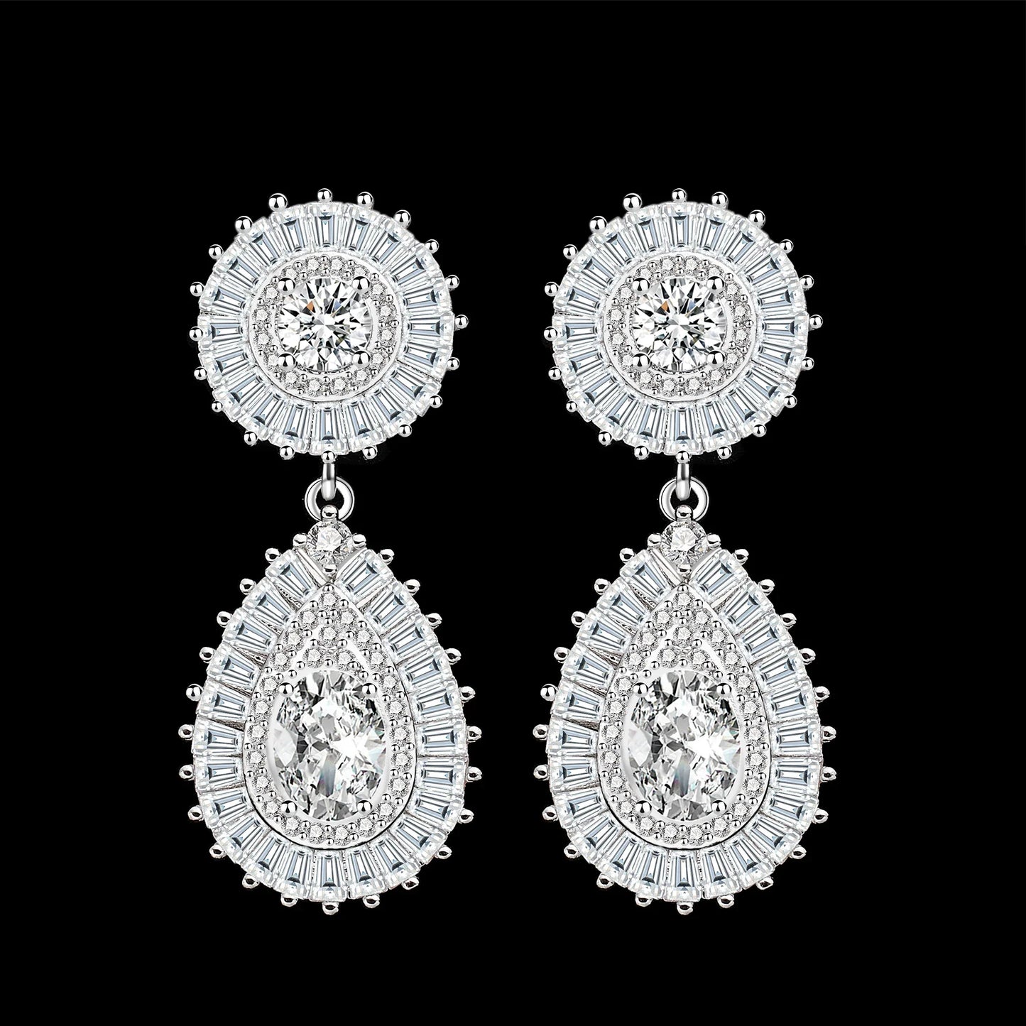 Popular Water Drop Bridal Jewelry Sets For Women Gold Plated CZ Zircon 4pcs Necklace Earring Sets Dubai Wedding Jewelry
