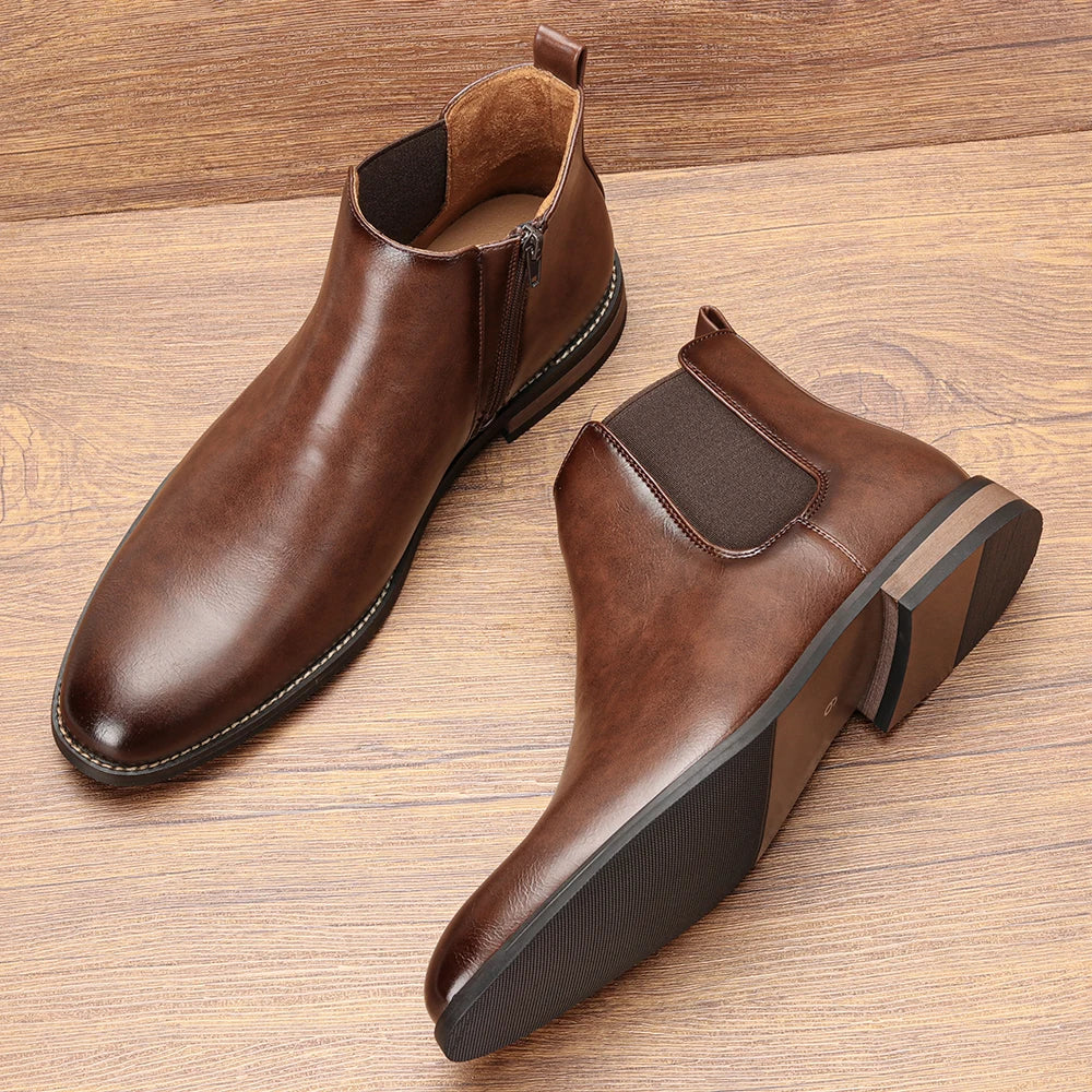 Chelsea Men Boots Fashion Brand Comfortable Leather Ankle Boots