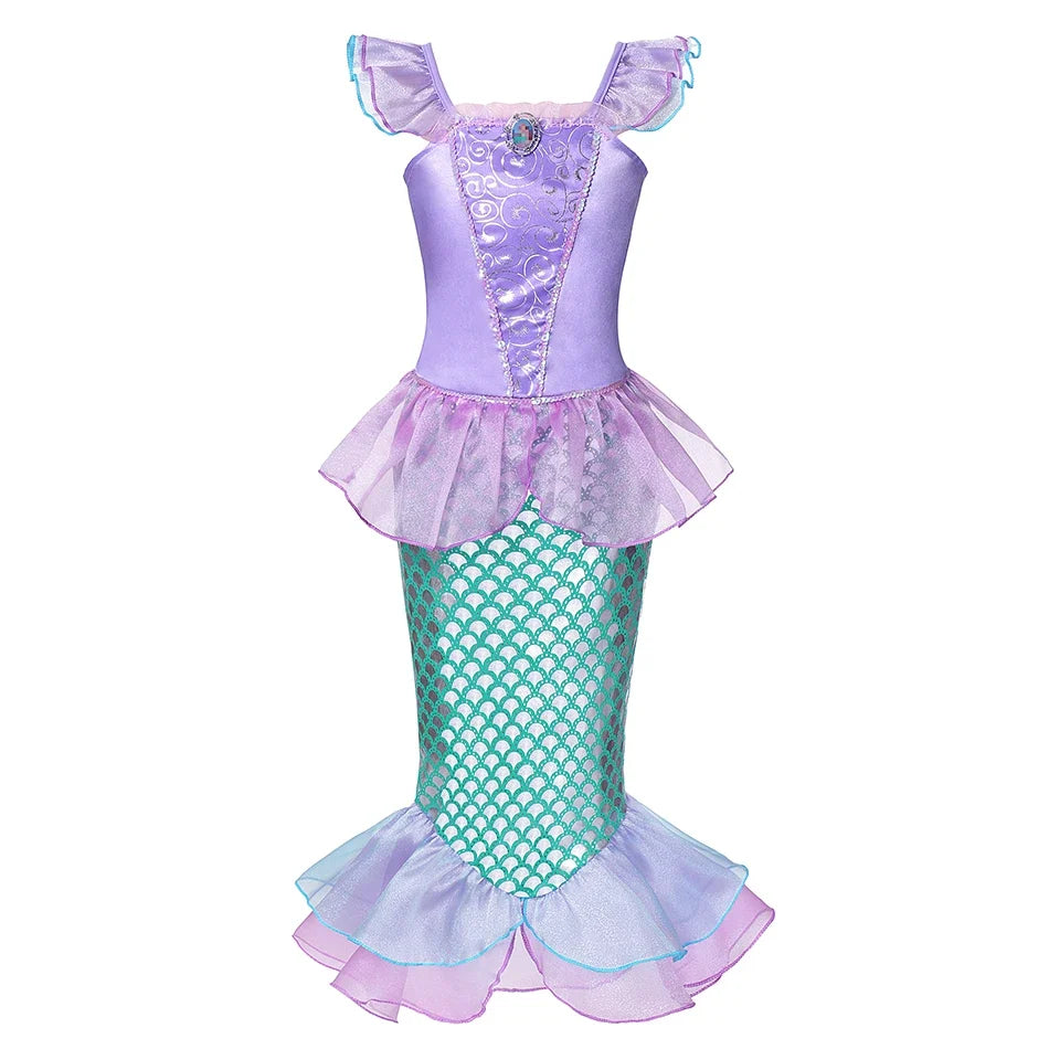 Girl Elsa Anna Dress Princess Costume Snow Queen Dress Baby Halloween Ariel Carnival Clothes Kids Cosplay Clothes Party Clothing