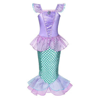 Kids Princess Cosplay Costume Girl Snow Queen Dress Halloween Carnival Clothes Cute Cosplay Evening Party Clothing for 2-10 Year