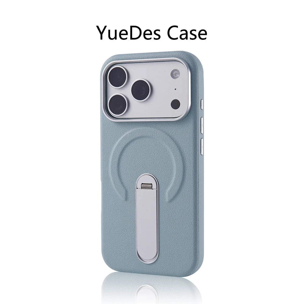 Luxury Rotation KickStand Business PU Leather Case For iPhone 17 Pro Max 16 15 14 13 For MagSafe Magnetic Matte Shockproof Cover