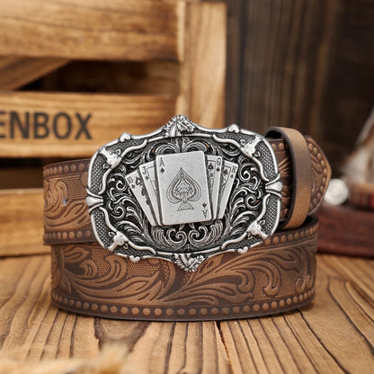 A Western-Buckle PU Belt Suitable for Both Men and Women, A Unique and Retro Brown Belt (With Perforated Nails Included)